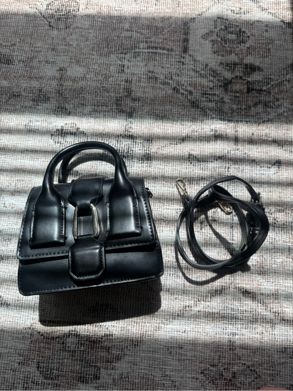 H&M Black Mini Top-Handle Bag with Detachable Strap